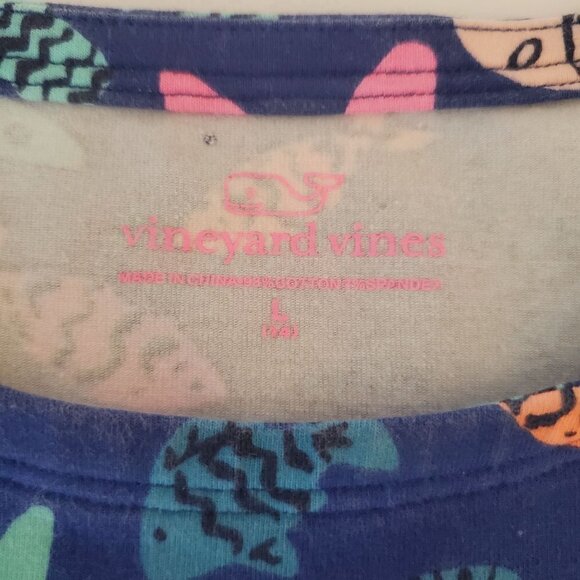 Vineyard Vines Dress Girls L Large Sea Critters Royal Ocean Soft Jersey Knit - Picture 3 of 10